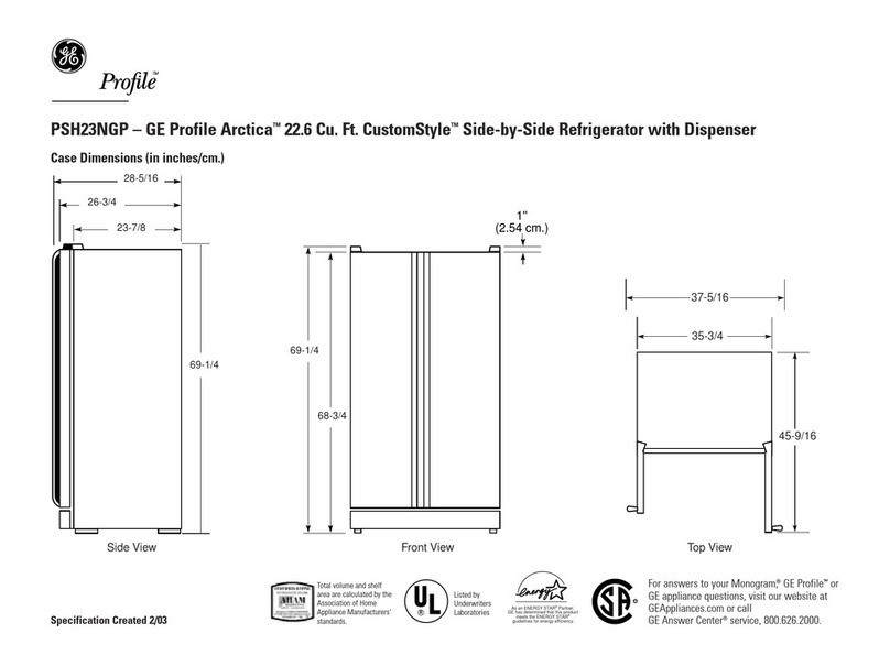 GE Profile Arctica PSH23NGP User instructions