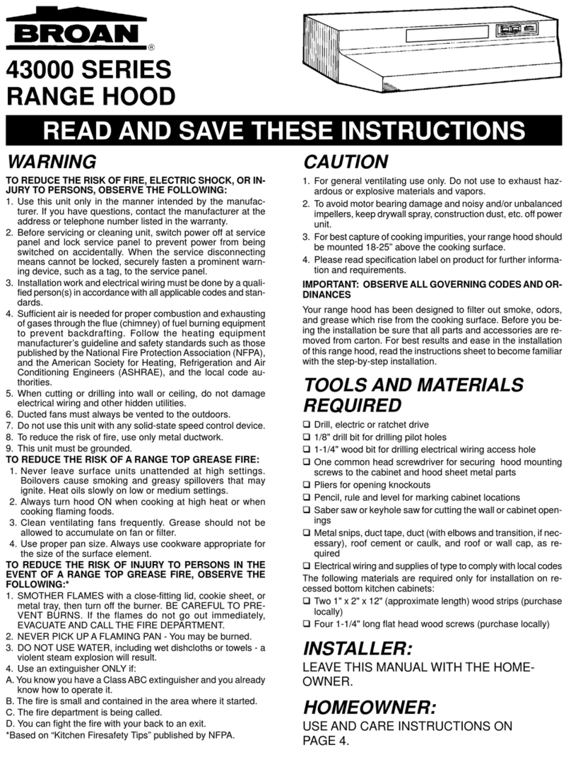 Broan 43000 Series instructions