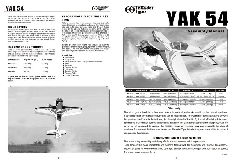THUNDER TIGER YAK 54 User manual