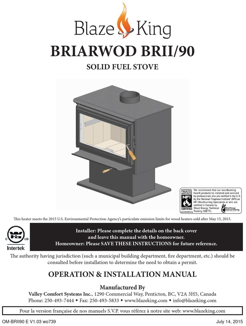 Blaze King BRIARWOD BRII/90 Operation & installation manual