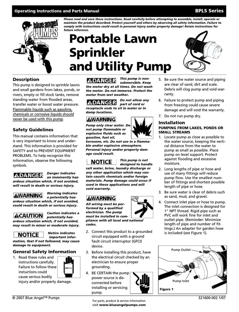Blue Angel BPLS Series Operating instructions and parts manual Blue Angel BPLS Series Operating instructions and parts manual