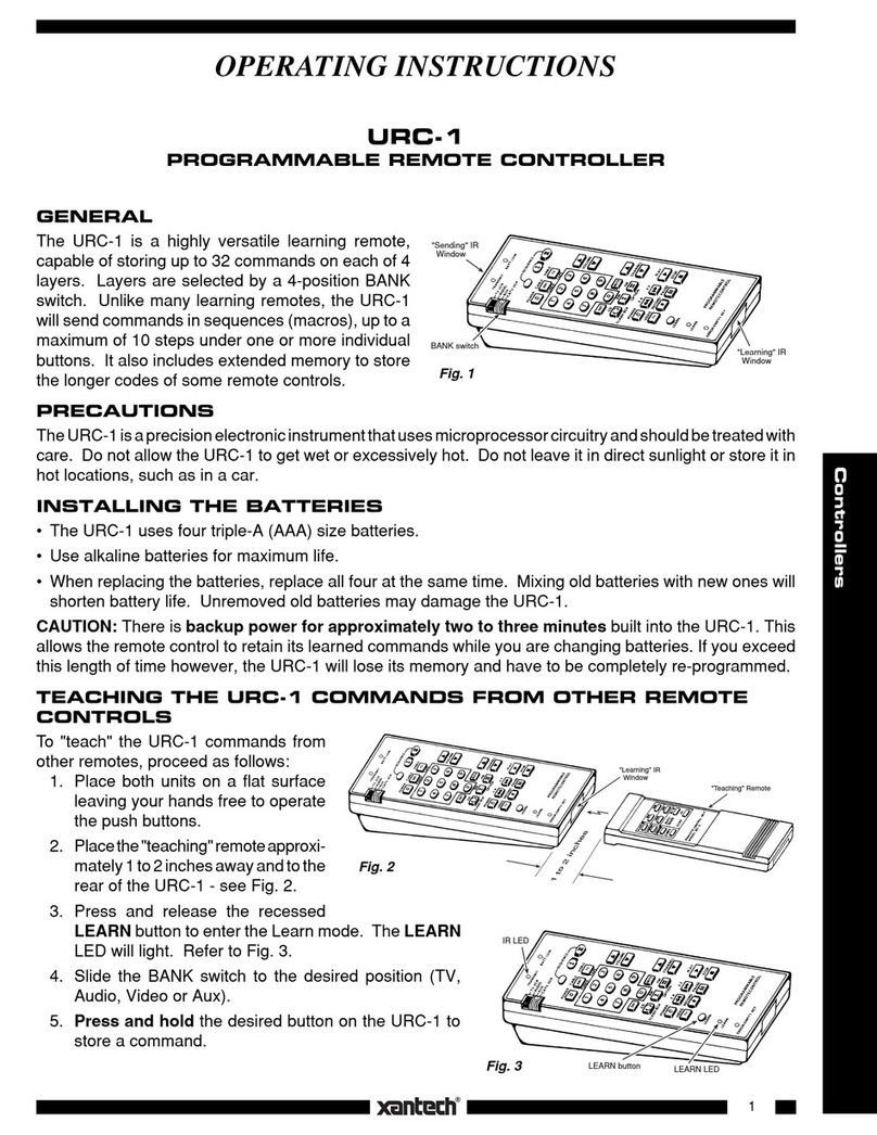 Xantech URC-1 operating instructions
