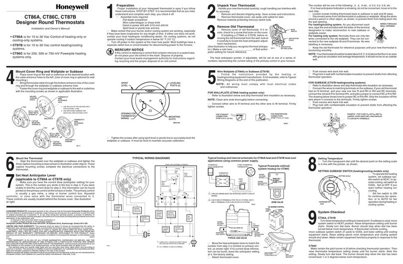 Honeywell Round CT87B Installation instructions