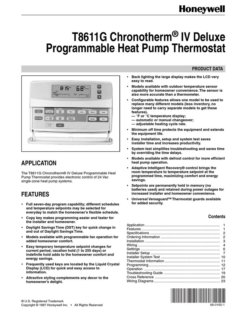 Honeywell T8611G Chronotherm IV Deluxe User manual