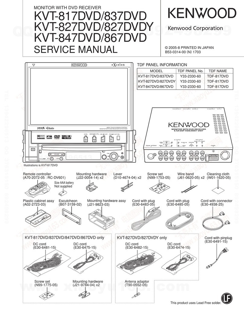Kenwood KVT-817DVD - Excelon - DVD Player Service manual