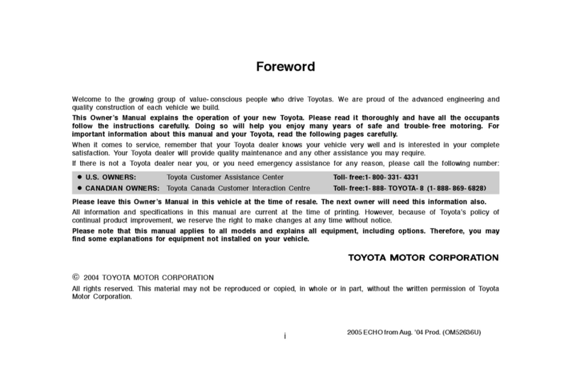 Toyota 2005 ECHO User manual