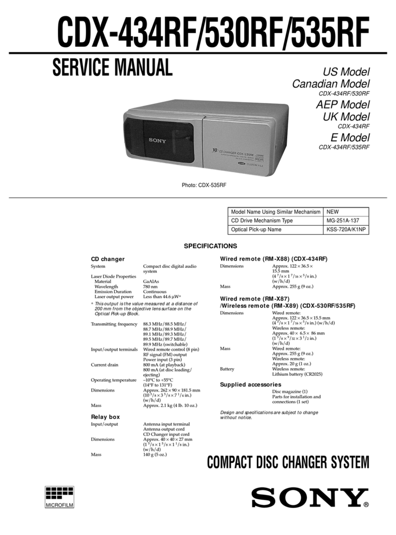 Sony CDX-434RF - Compact Disc Changer System User manual