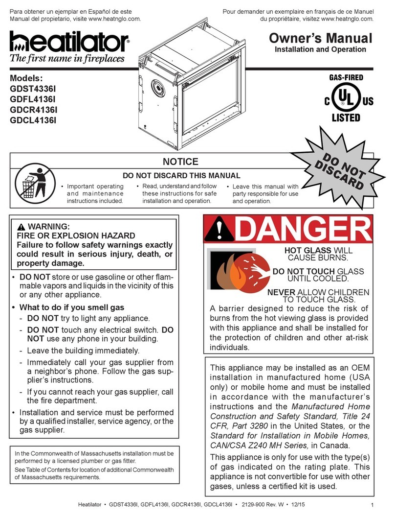 Heatilator Gas Fireplace GDFL4136I User manual Heatilator Gas Fireplace GDFL4136I User manual