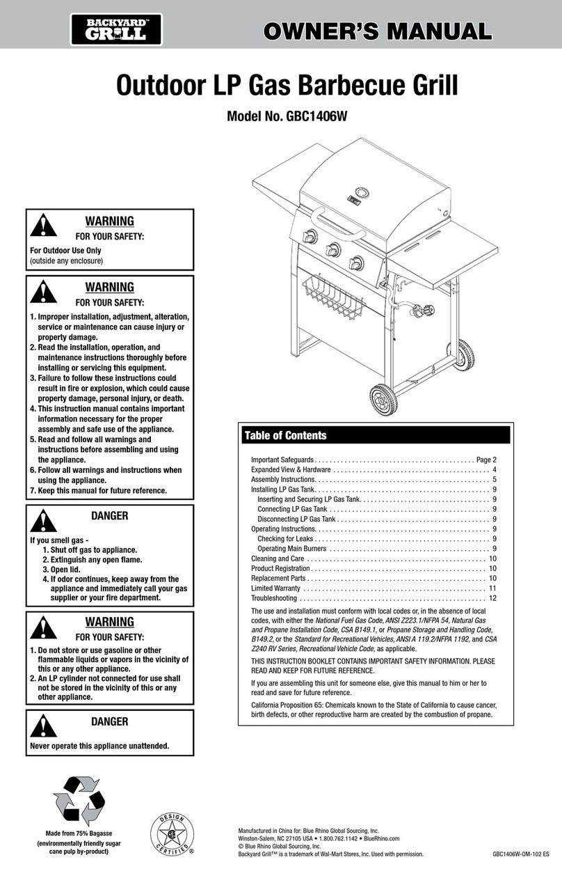 BlueRhino Backyard Grill GBC1406W User manual