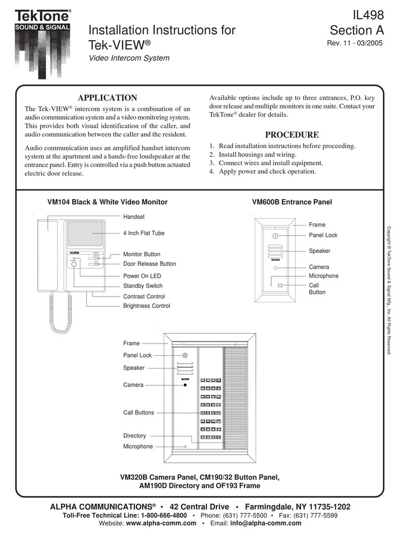 Alpha Communications TekTone Tek-View VM104 User manual