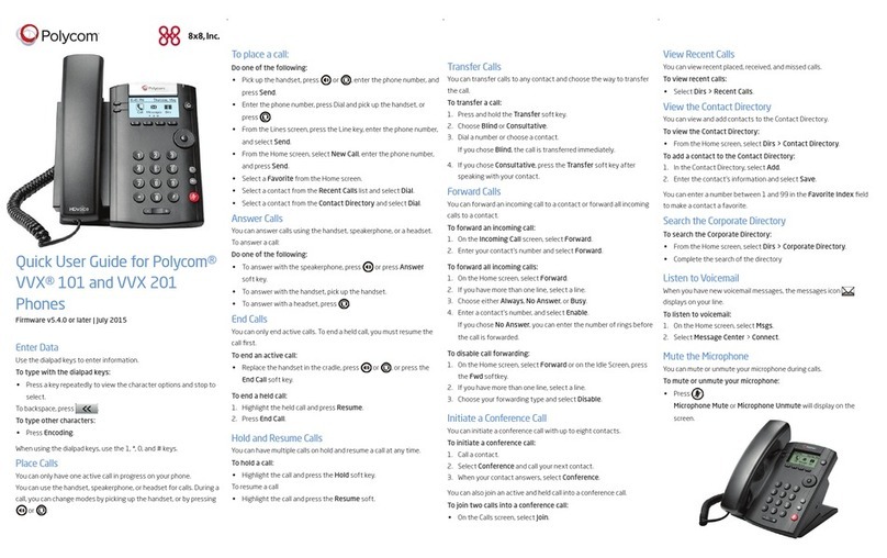 Polycom VVX 101 Quick user guide