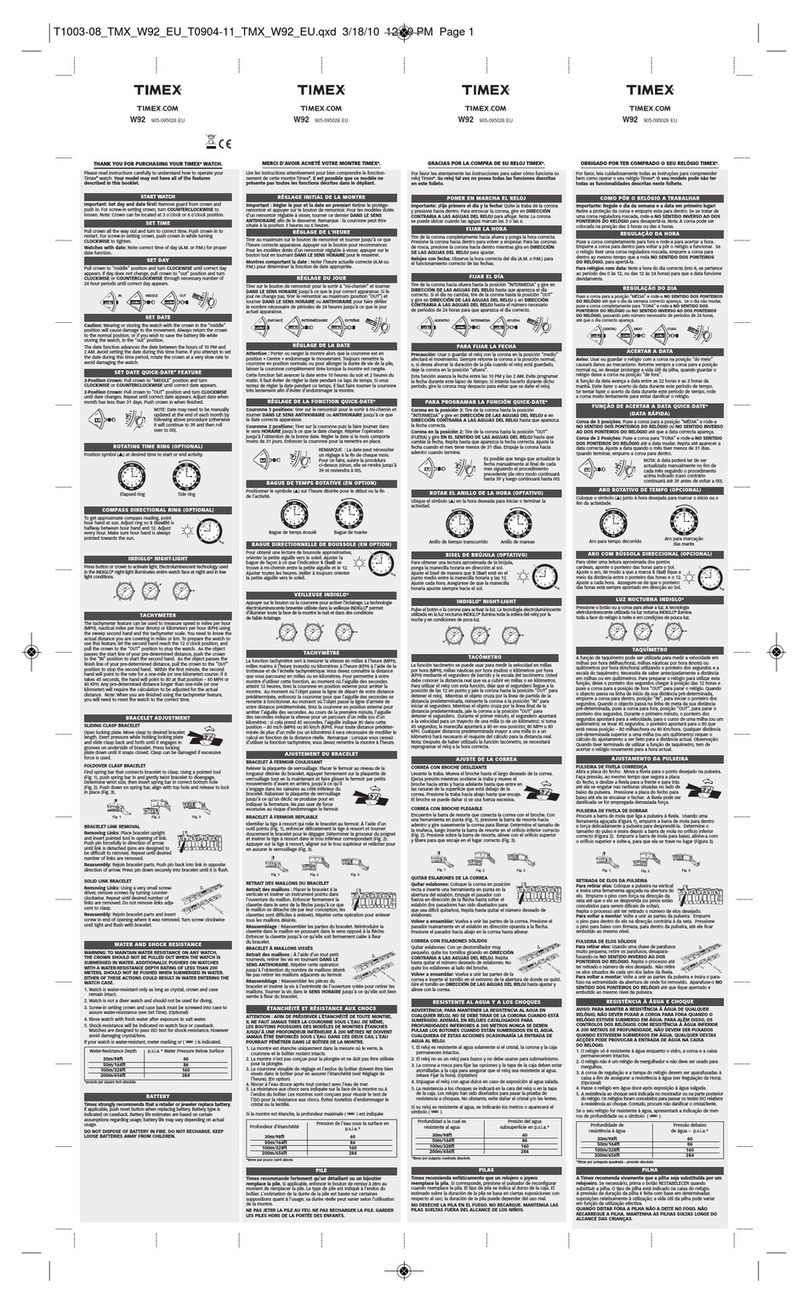 Timex W92 User manual Timex W92 User manual