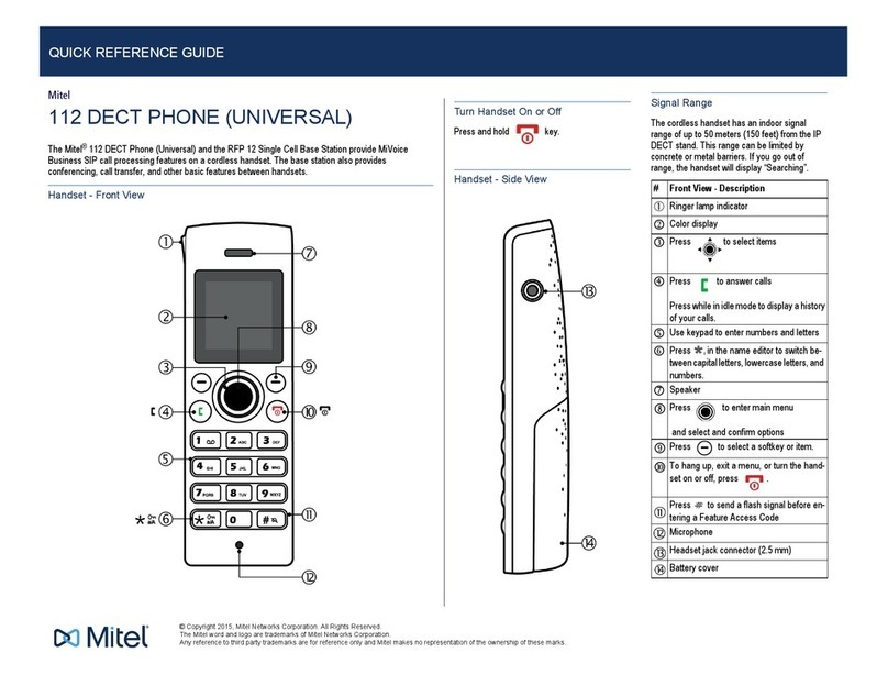 Mitel 112 Quick reference guide