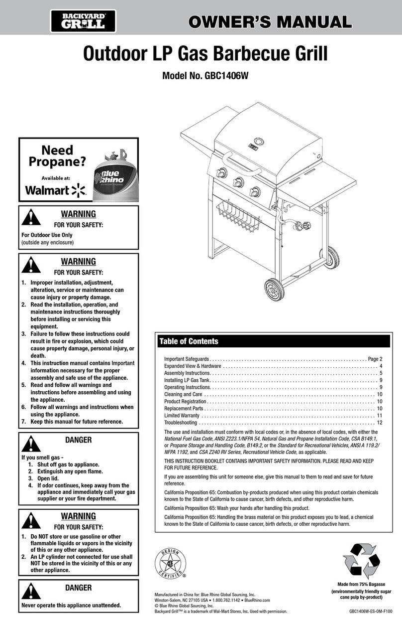 BlueRhino Backyard Grill GBC1406W owner's manual