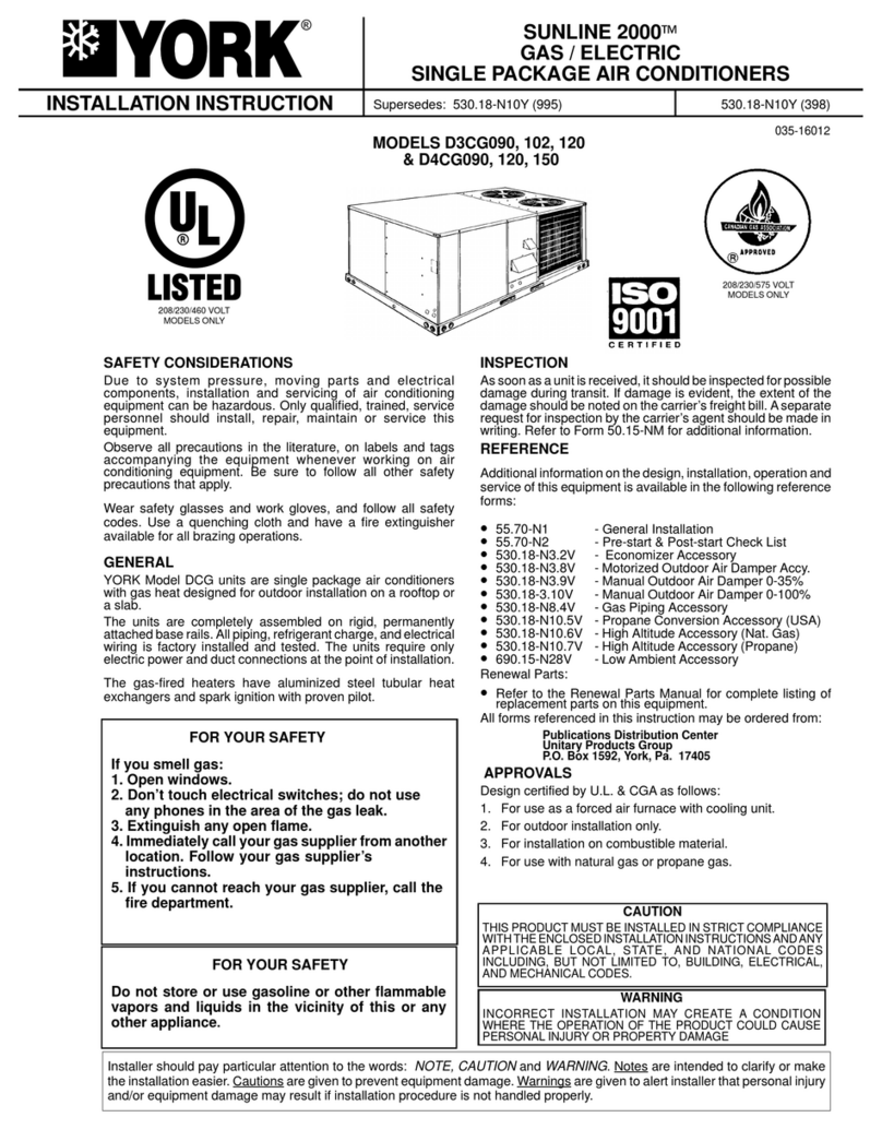 York Sunline 2000 D3CG090 User manual