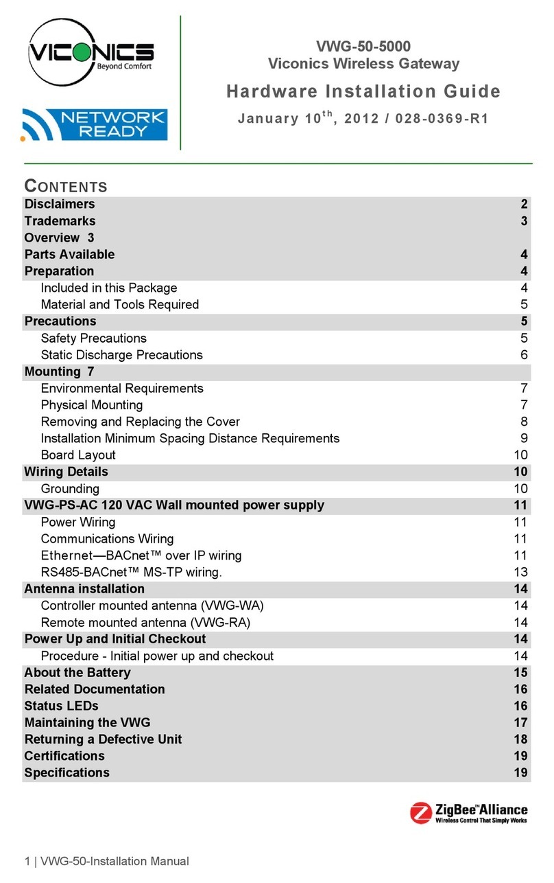 Viconics VWG-50-5000 Hardware installation guide
