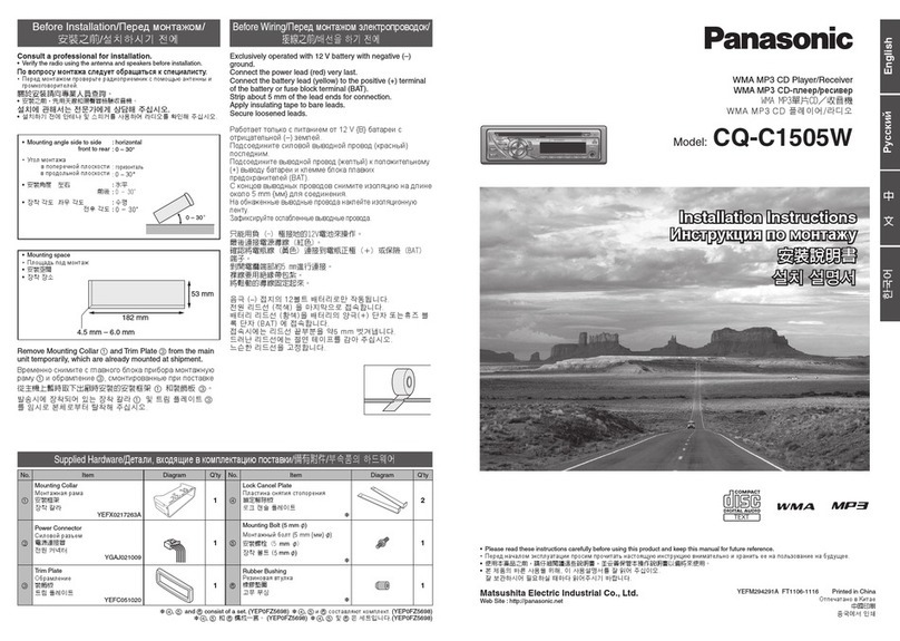 Panasonic CQ-C1505W installation instructions Panasonic CQ-C1505W installation instructions