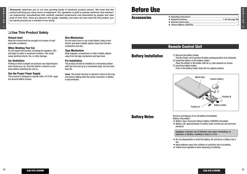 Panasonic CQ-VX1300W operating instructions Panasonic CQ-VX1300W operating instructions