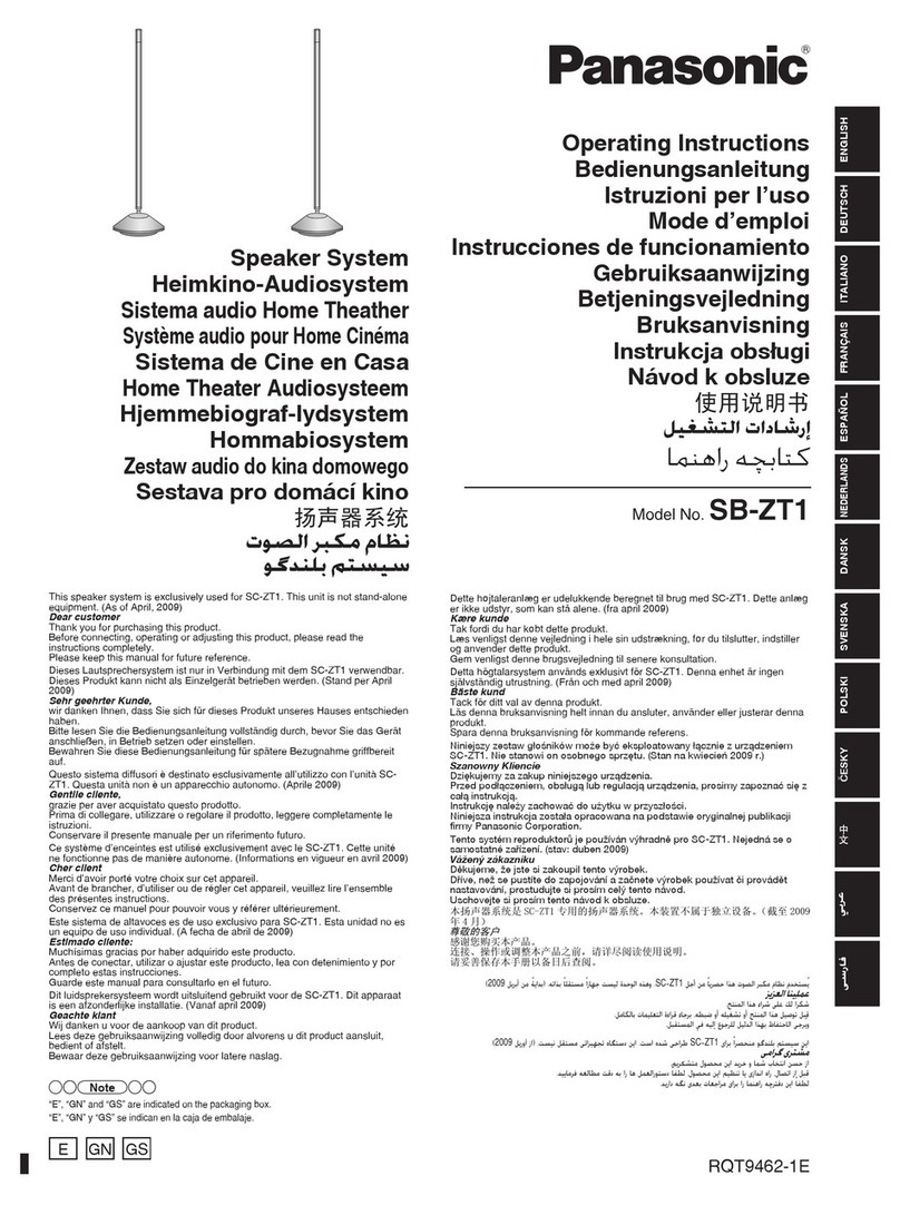 Panasonic SBZT1 - SPEAKER SYSTEM User manual