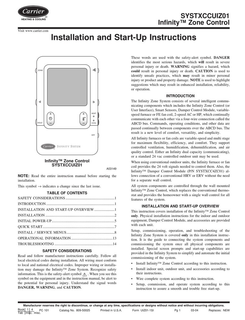 Carrier Infinity SYSTXCCUIZ01 Instructions and recipes