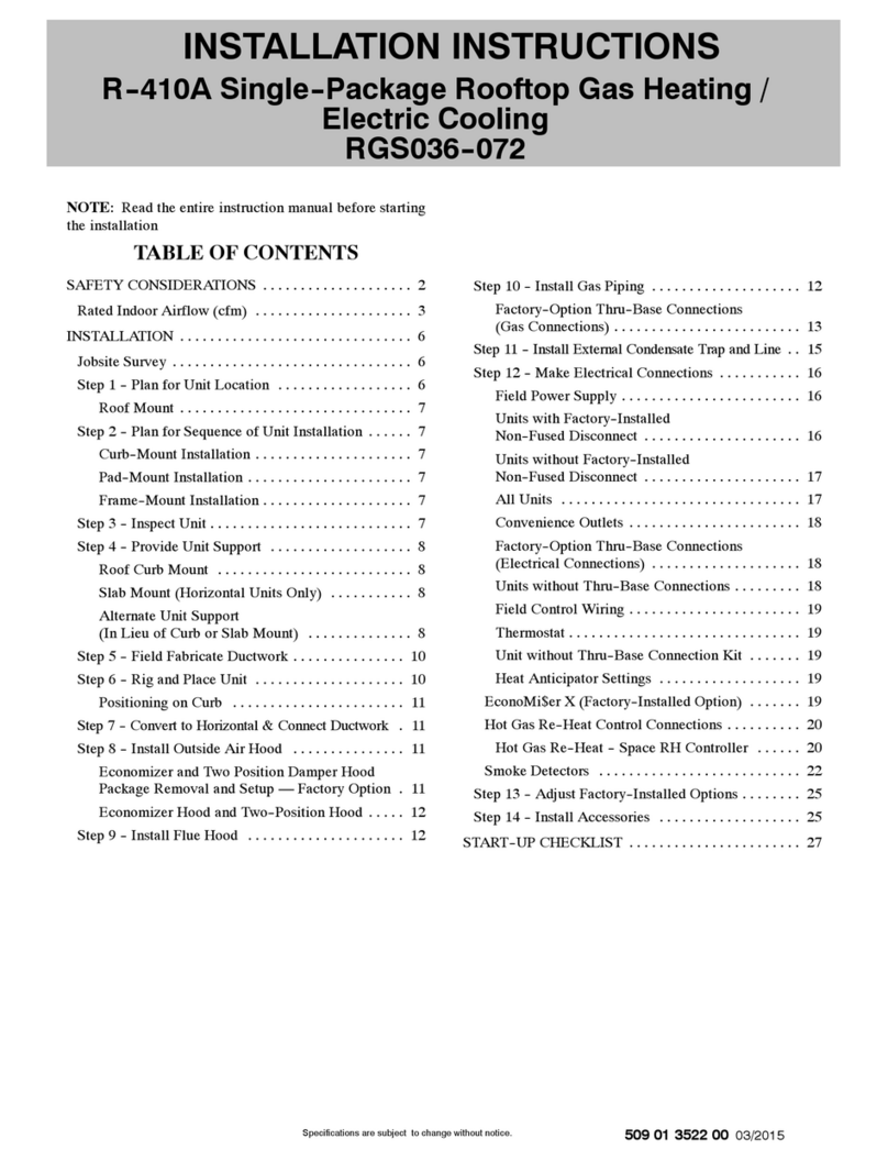 International comfort products RGS036 Series User manual