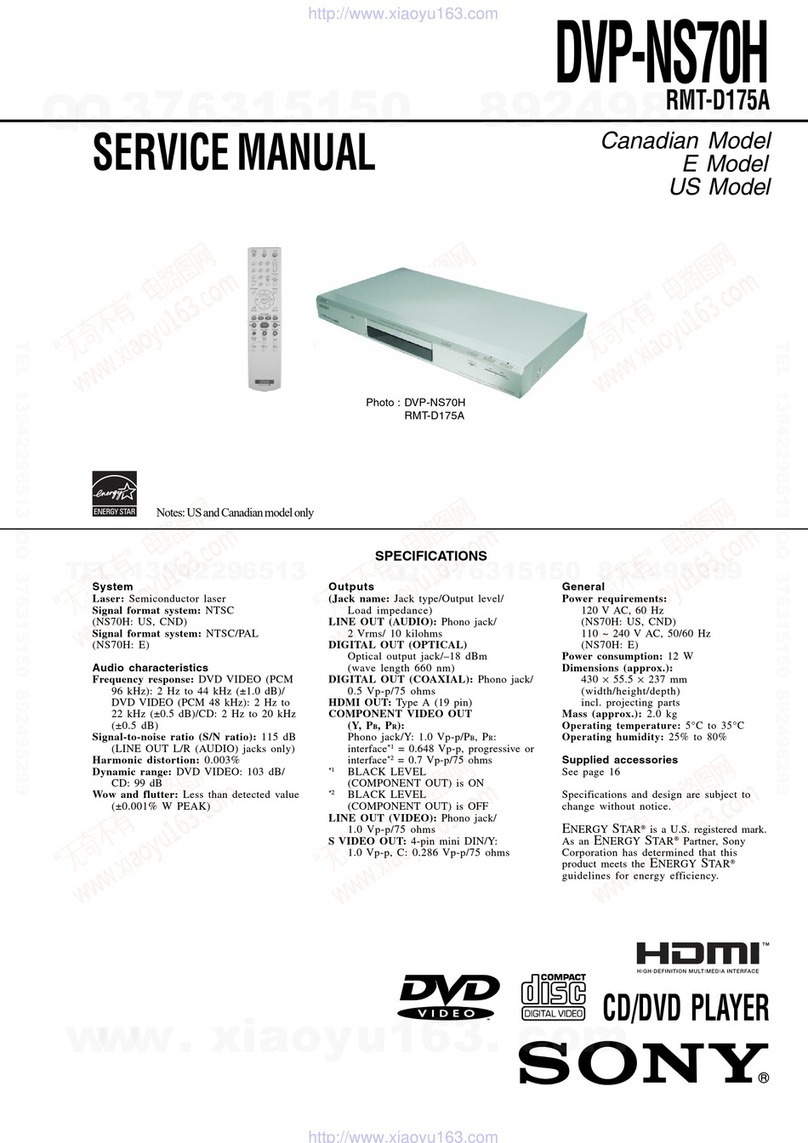 Sony DVP-NS70H - Cd/dvd Player Service manual