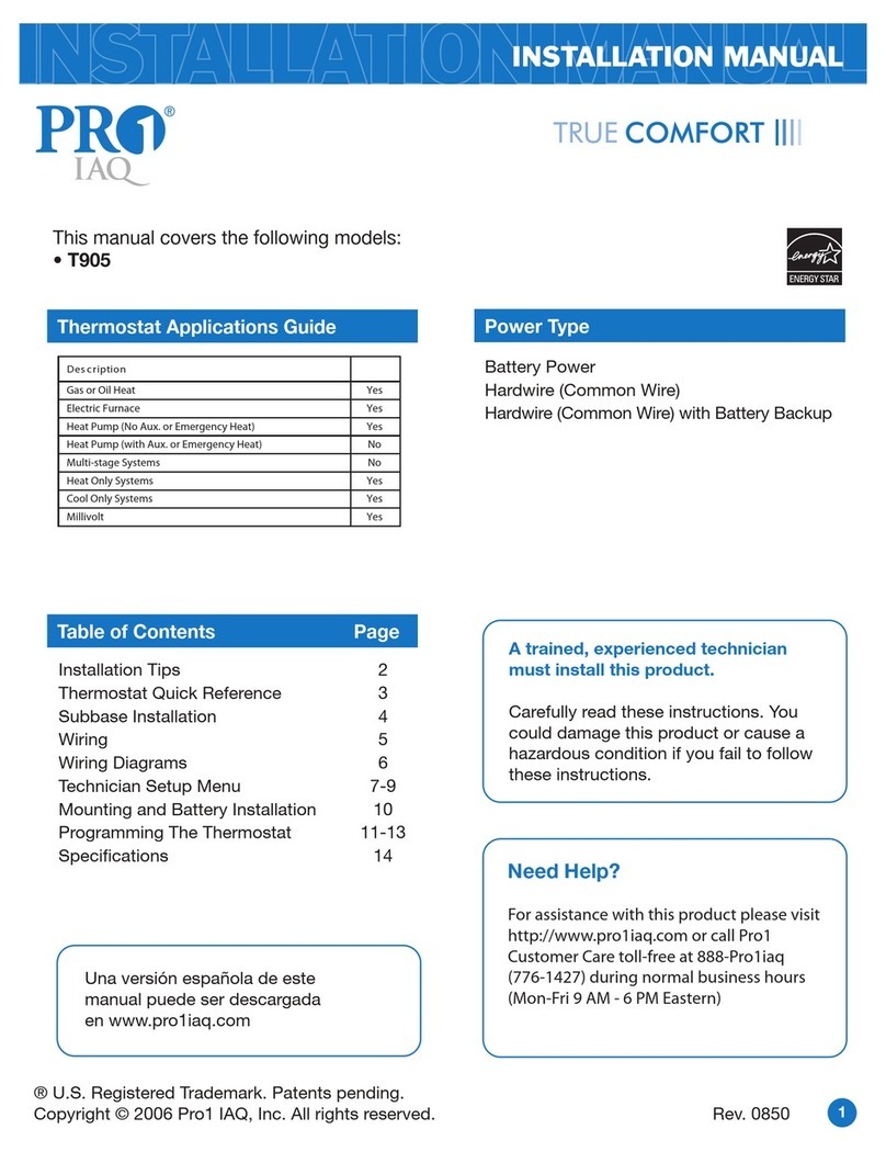 Pro 1 IAQ True Comfort T905pro1 Installation & maintenance