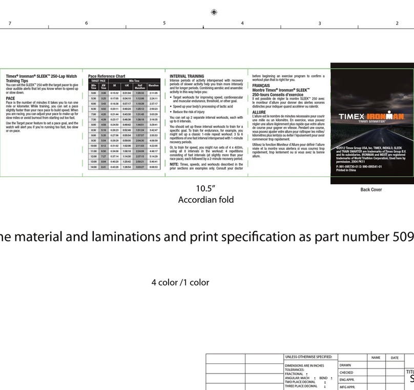 Timex Ironman SLEEK 250-LAP User manual
