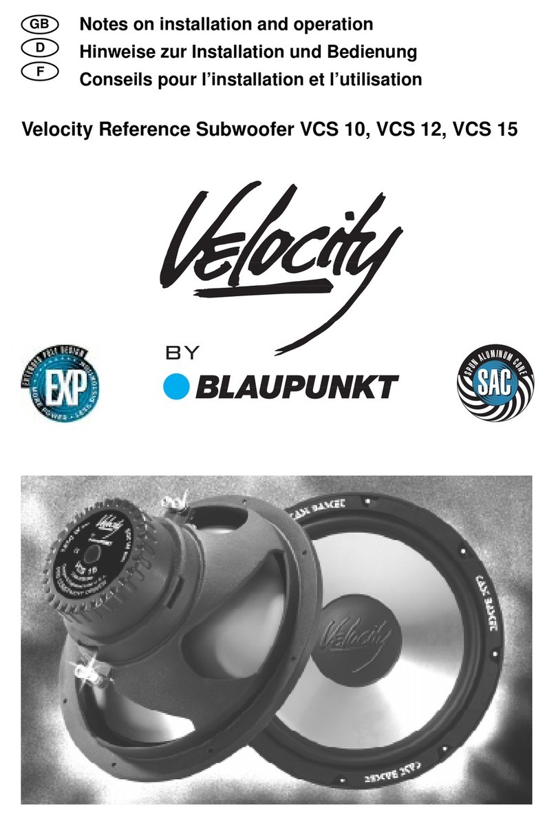 Blaupunkt Velocity VCS 10 Notes on installation and operation