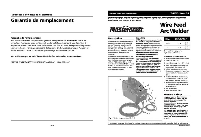 MasterCraft WG2063 Operating instructions & parts manual