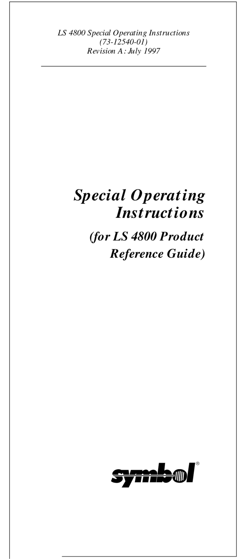 Symbol LS 4800 Operating instructions