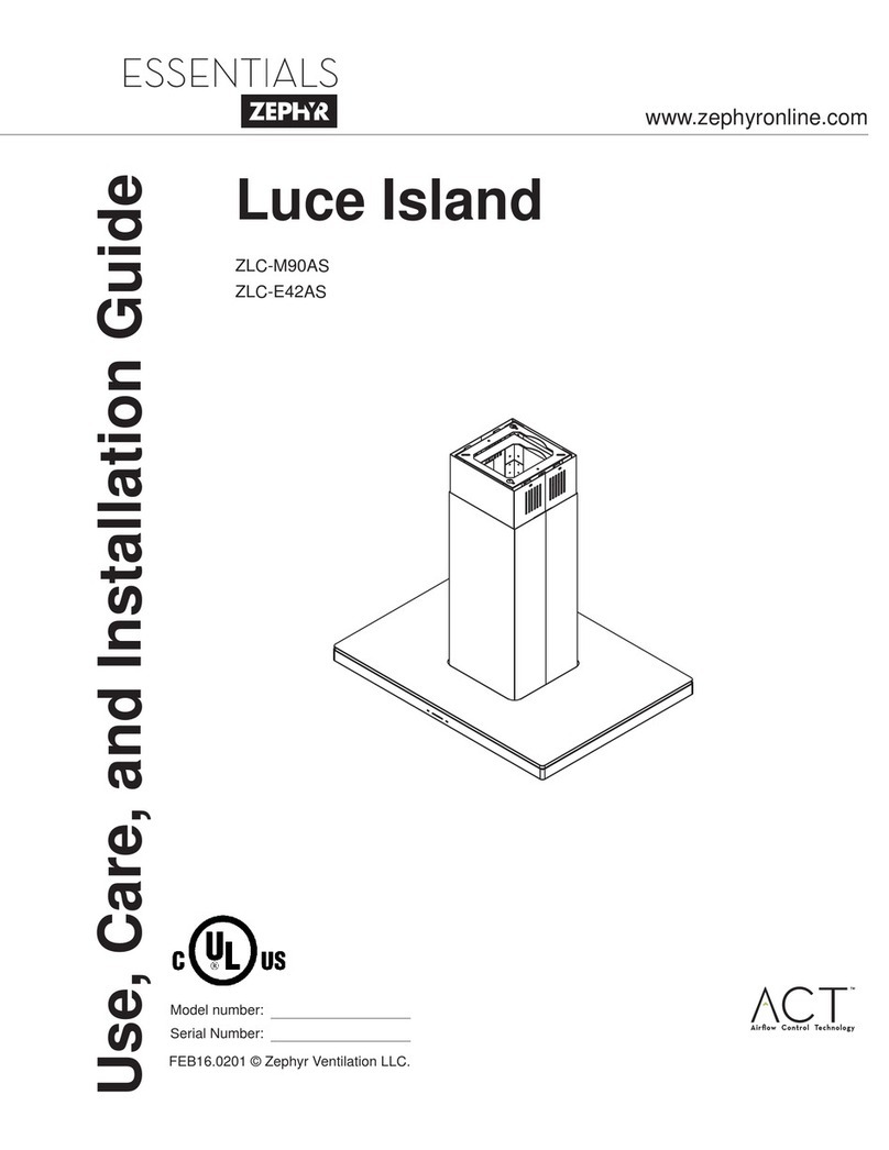 Zephyr Luce Island ZLC-M90AS Use, care and installation guide