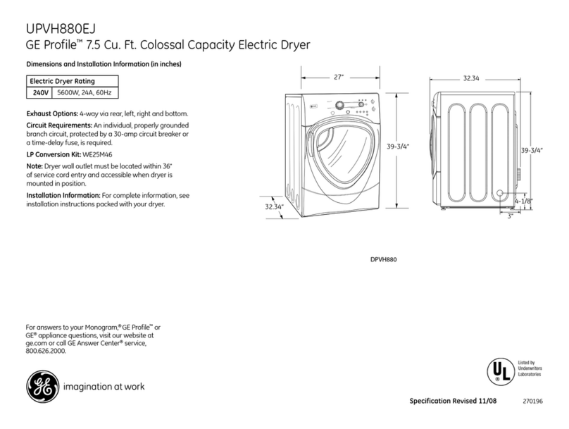GE Profile DPVH880EJ User instructions