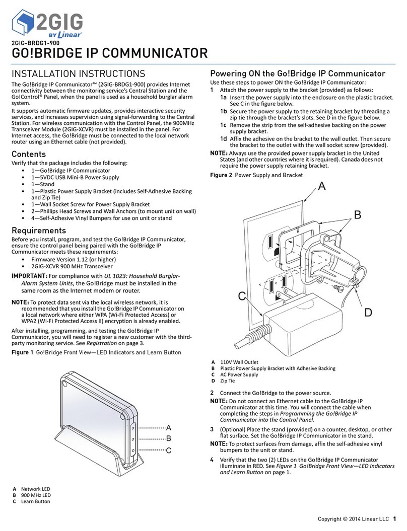 2gig Technologies 2GIG-BRDG1-900 User manual