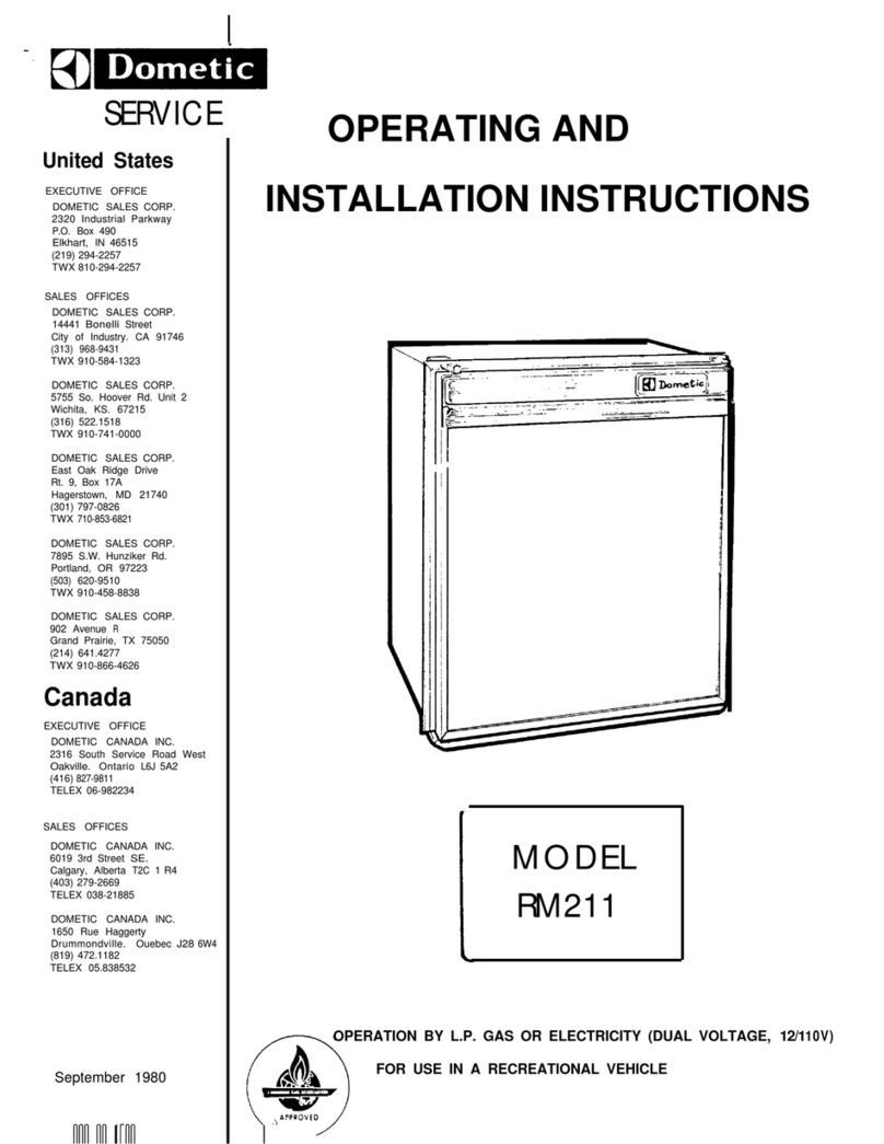 Dometic RM211 Operating and installation instructions