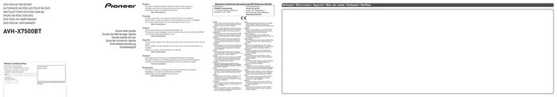 Pioneer AVH-X7500BT quick start guide