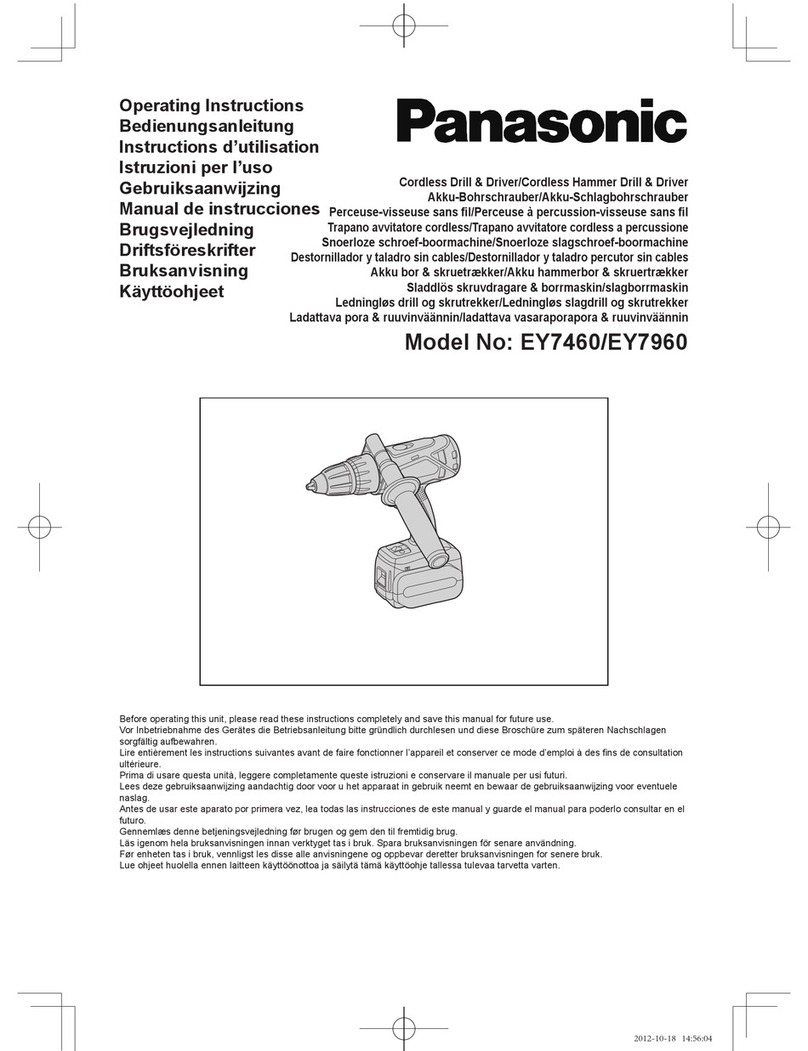 Panasonic EY7460 - DRILL DRIVER 21.6V operating instructions