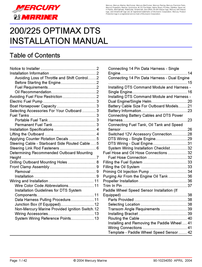 Mercury 225 OptiMax DTS User manual