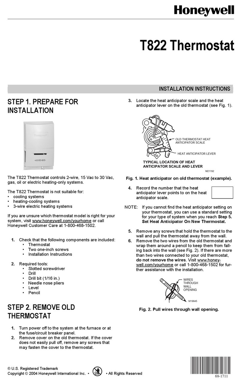 Honeywell T822 installation instructions