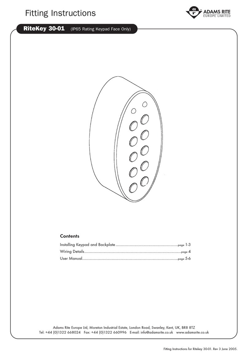 ADAMS RITE RiteKey 30-01 Fitting instructions