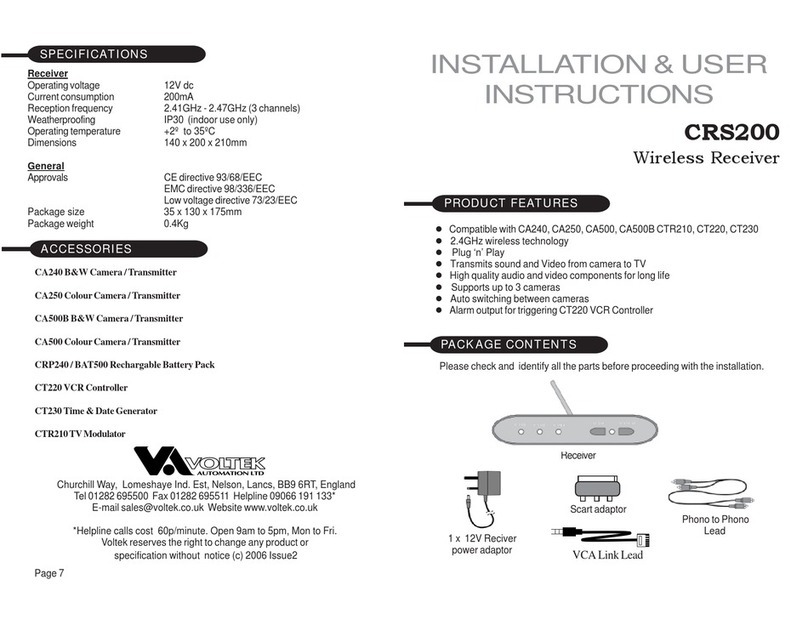 Voltek CRS200 Installation & user's instructions