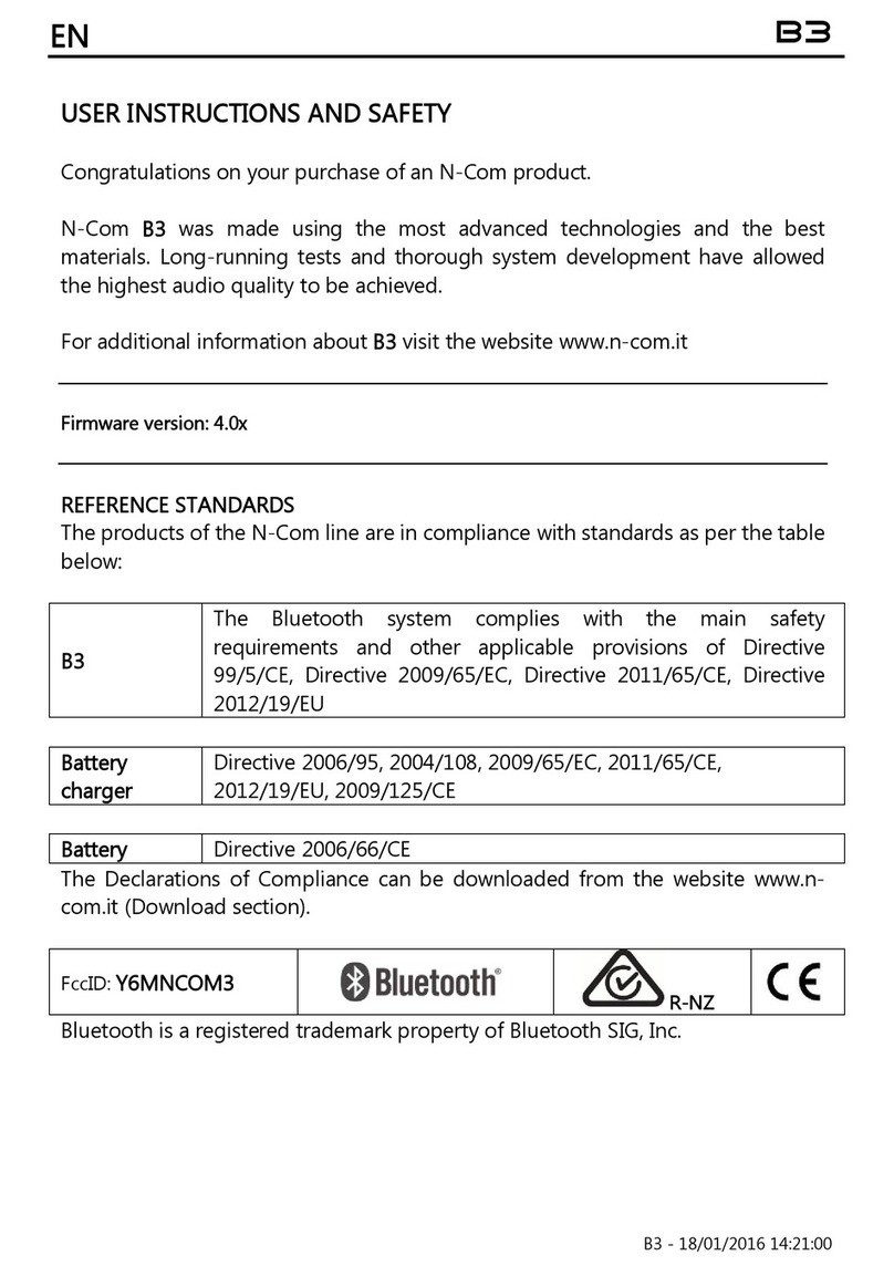N-Com B3 User instructions and safety