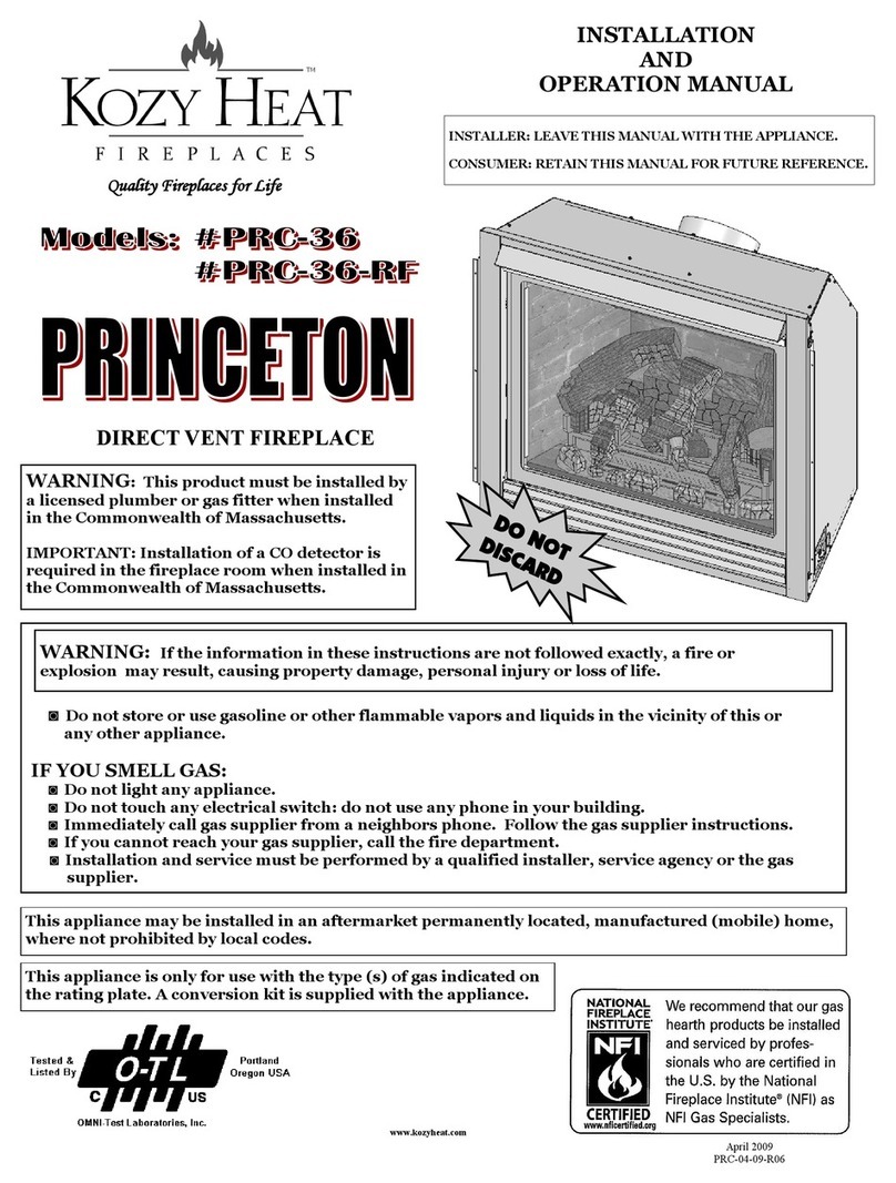 kozy heat PRINCETON RPC-36 Installation and optimization guide