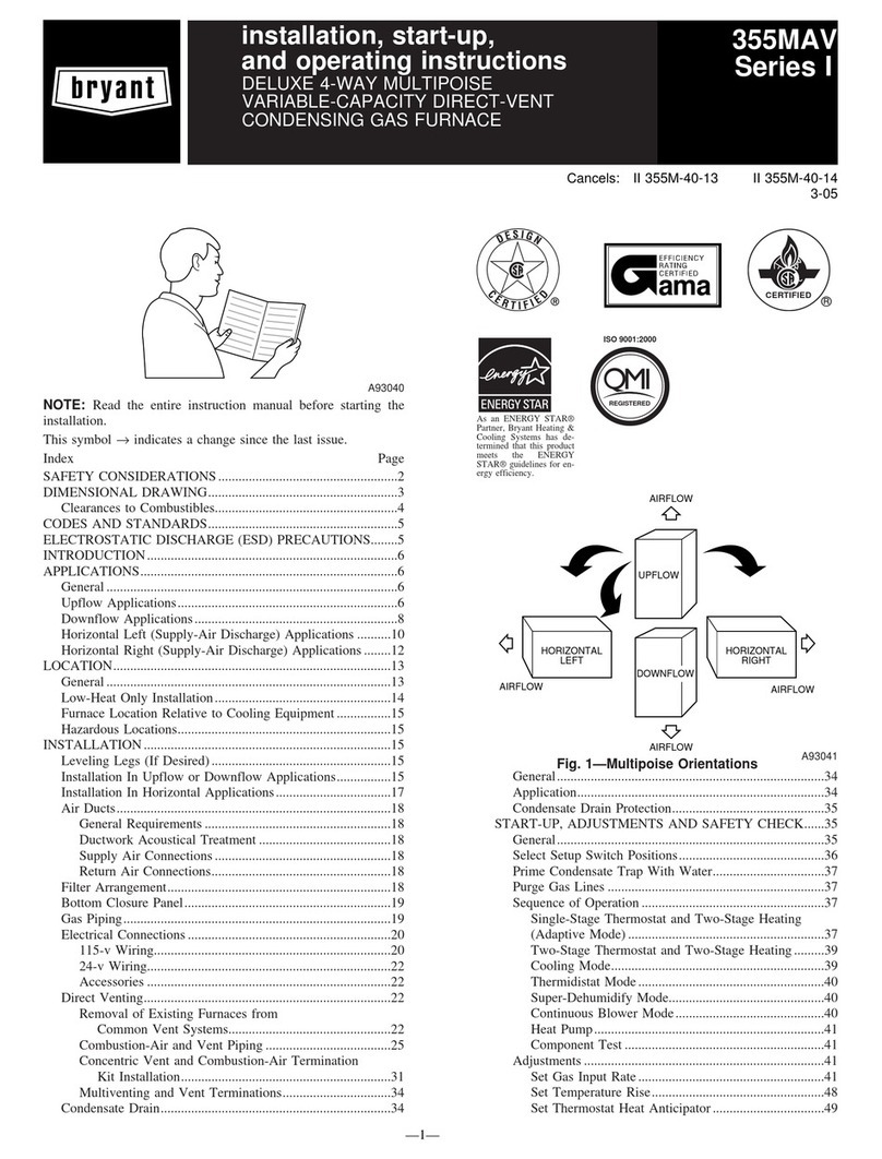 Bryant CONDENSING GAS FURNACE 355MAV Instructions and recipes