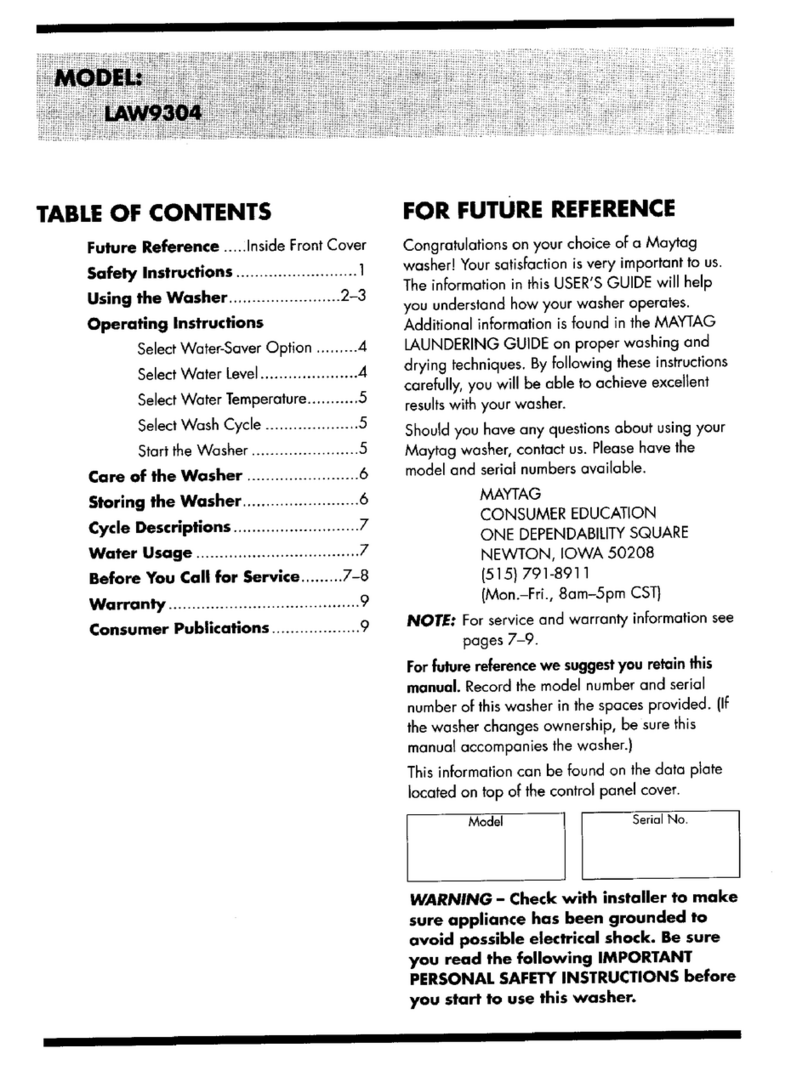 Maytag LAW9304 instruction manual