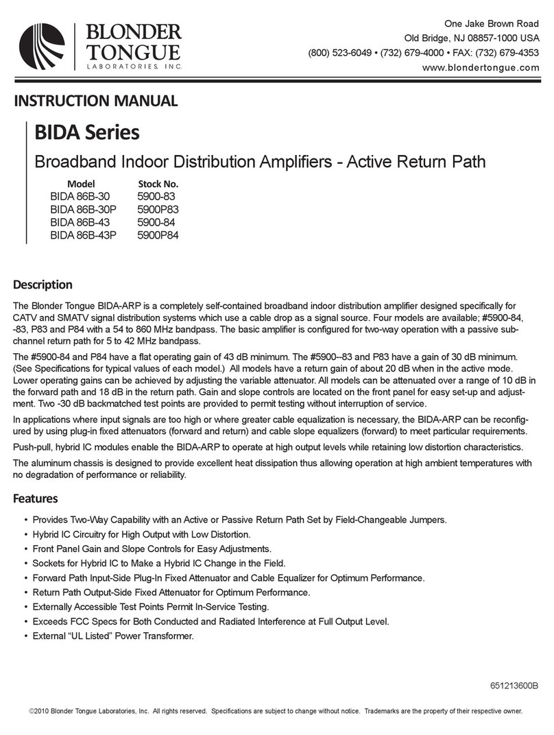 Blonder tongue BIDA 86B-30 instruction manual