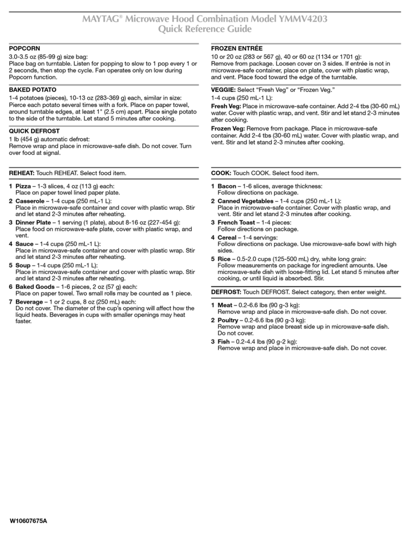 Maytag YMMV4203 Quick reference guide