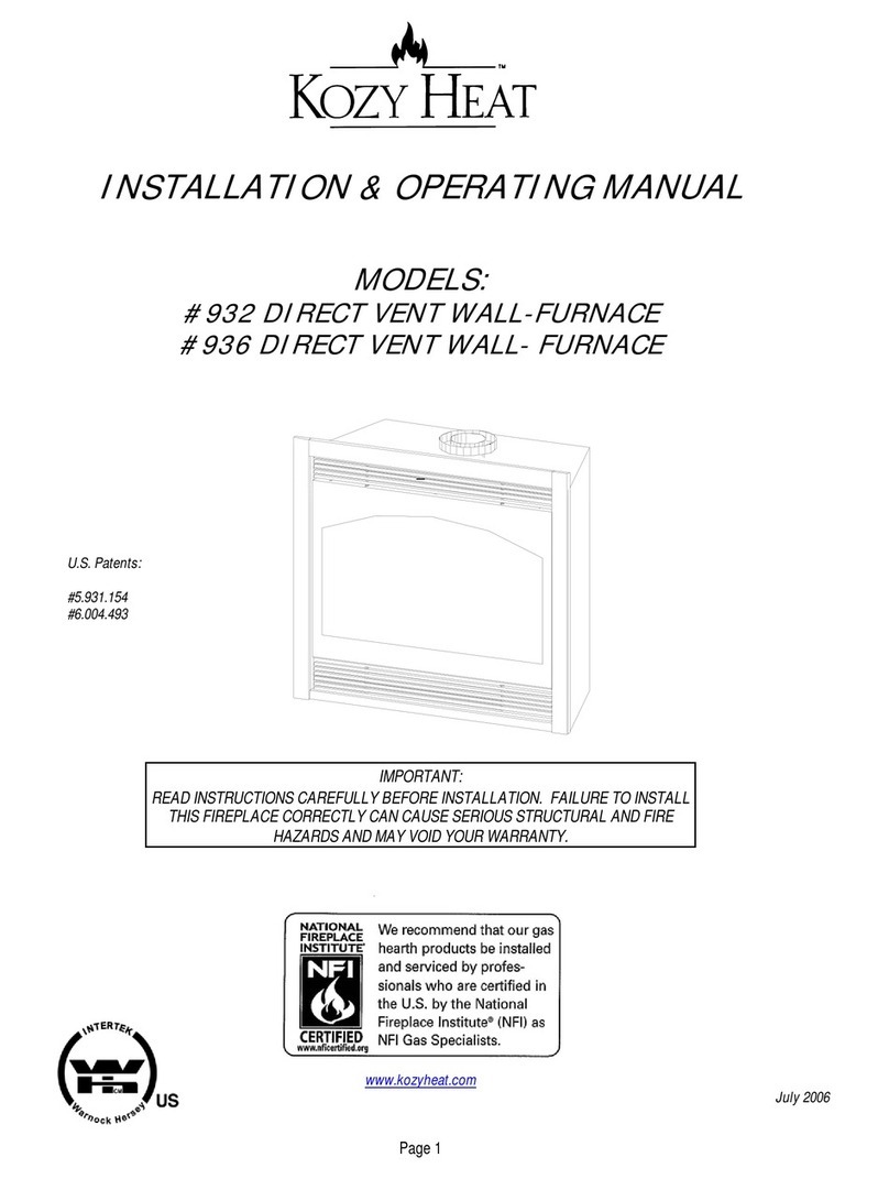 kozy heat 932 Installation & operating manual