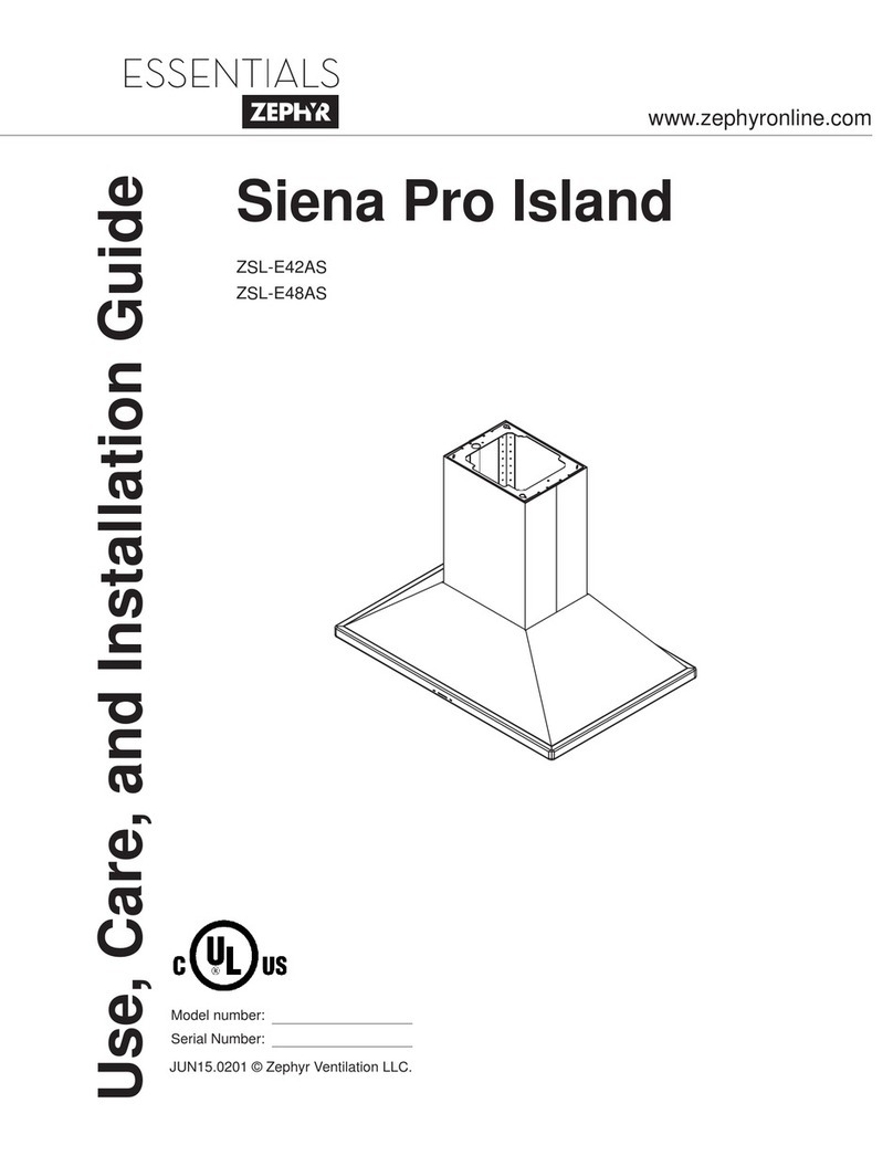 Zephyr Siena Pro Island ZSL-E42AS Use, care and installation guide