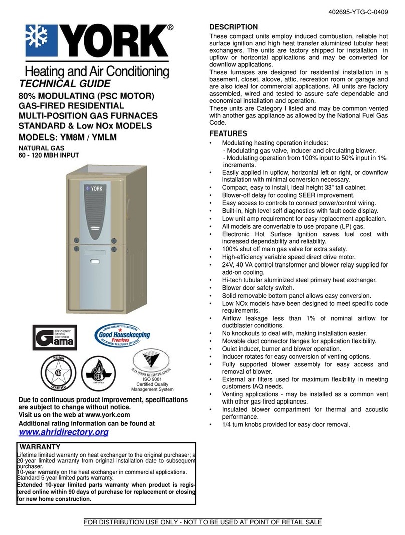 York YM8M060A12MP11 Quick start guide